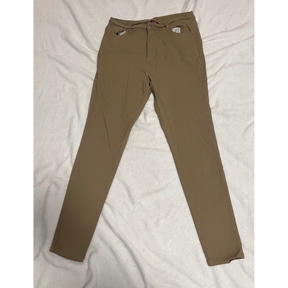 T&Y Fashion Women Tan Khaki Skinny Pants Stretch Trousers Junior Size 2XL